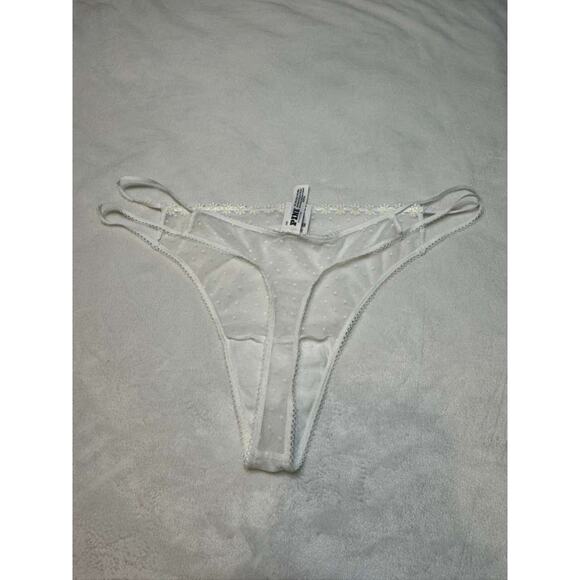 Victoria’s Secret PINK White Daisy Embroidered Mesh Thong Size 2XL - Picture 4 of 7